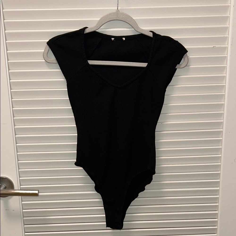 Black V-Neck Bodysuit